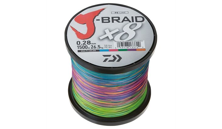 Daiwa J-Braid X8 1500m Multi-Color 0.16mm