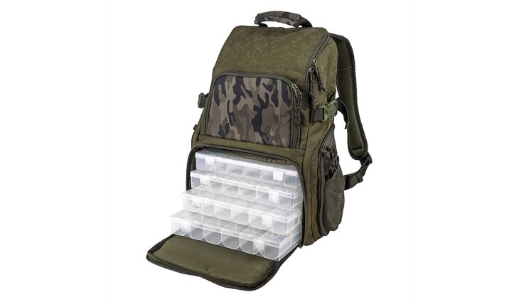 Spro DOUBLE CAMOU BACKPACK + 4 BOXES