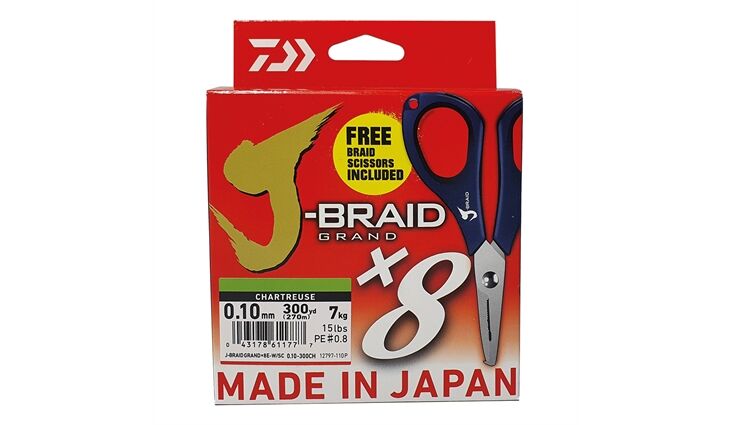 Daiwa J-Braid Grand X8 270m CH 0.16mm - inkl. Schere