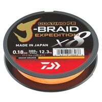 Treccia DAIWA J-Braid Expedition X8E 0.20mm 16kg – 300m Smash Orange, Realizzata In Giappone Con Rivestimento Siliconato