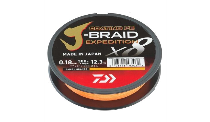 Daiwa J-Braid Expedition X8E 0.32mm 300m Smash Orange