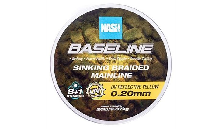 Nash Baseline Sinking Braid UV Yellow 20lb 0.20mm 600m